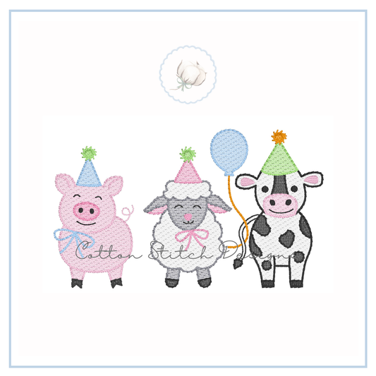 Farm Animal 2 Birthday Embroidery Design