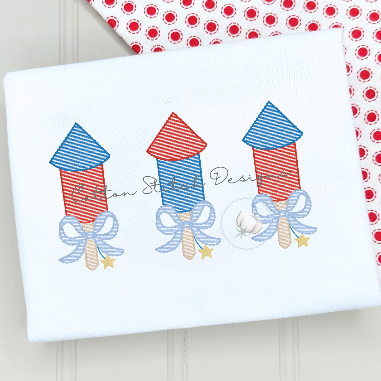 Firework Bow Trio Machine Embroidery Design