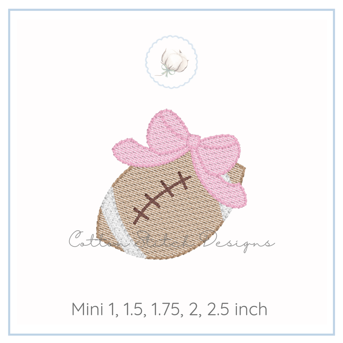 Mini Football with Bow Sketch Embroidery Design