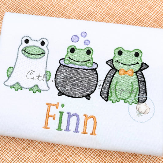 Halloween Frog Trio Embroidery Design
