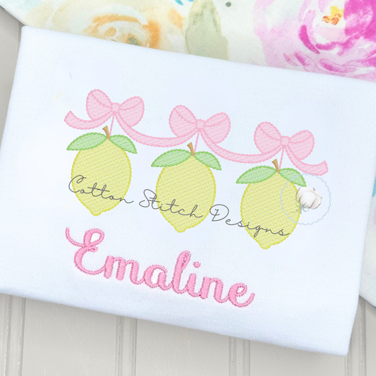 Hanging Lemons Sketch Embroidery Design