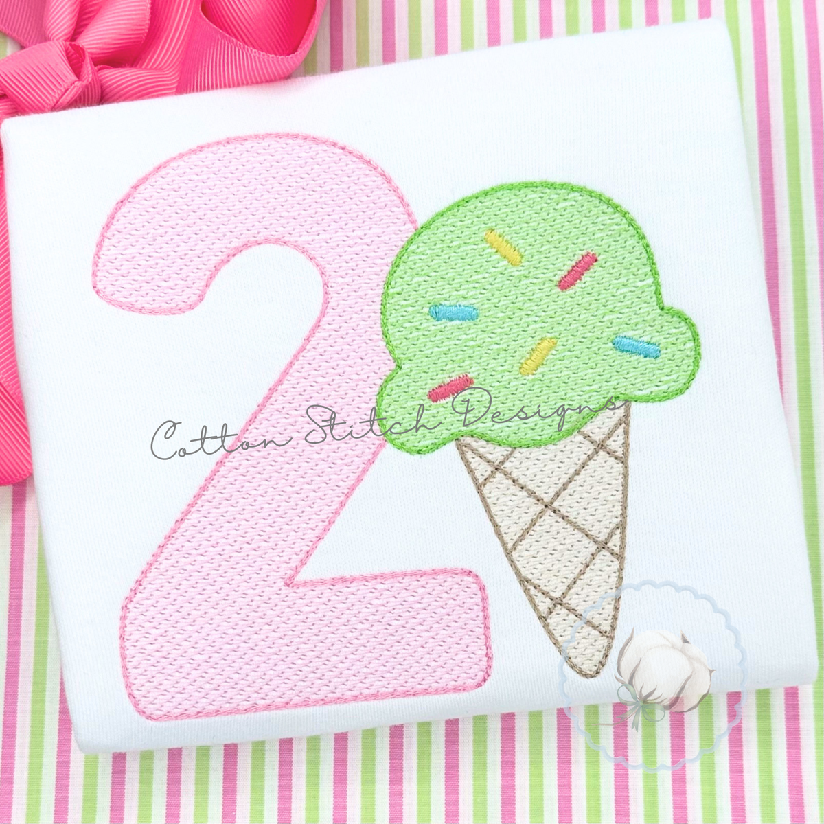 Ice Cream Number Two Sketch Stitch Embroidery Design