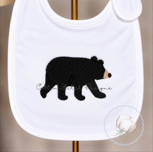 Mini Black Bear Fill Stitch Embroidery Design