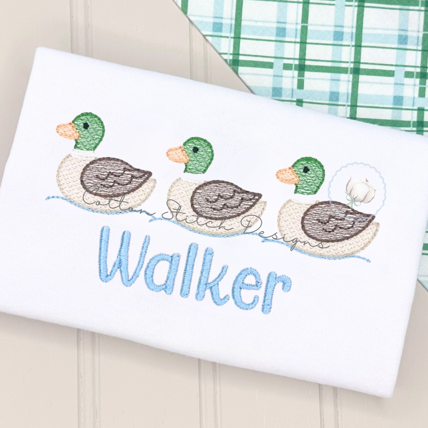 Mallard Duck in Water Trio Sketch Embroidery Design