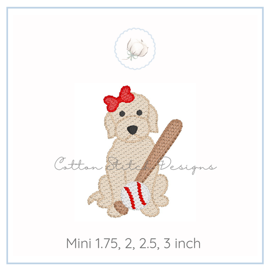 Mini Baseball Doodle Girl Sketch Embroidery Design