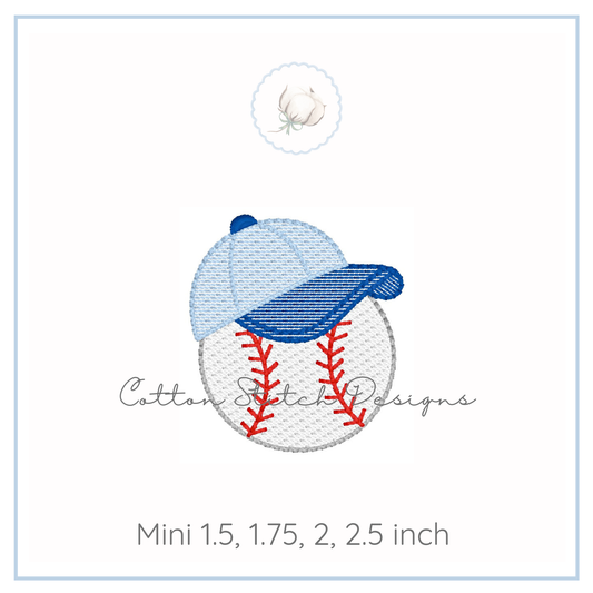 Mini Baseball with Hat Sketch Embroidery Design