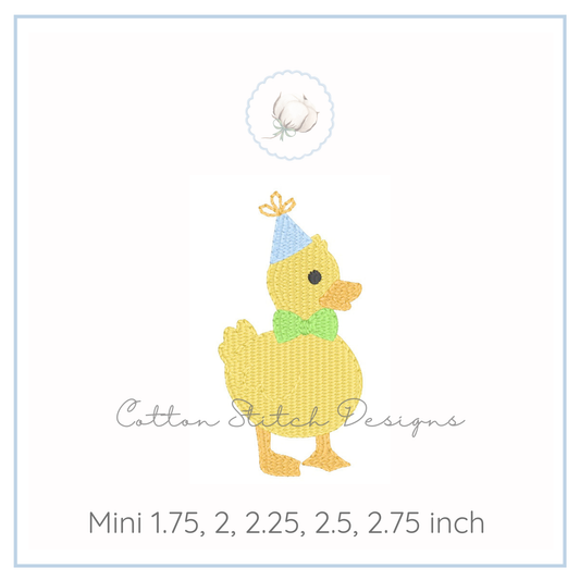 Mini Birthday Duck Fill Stitch Embroidery Design