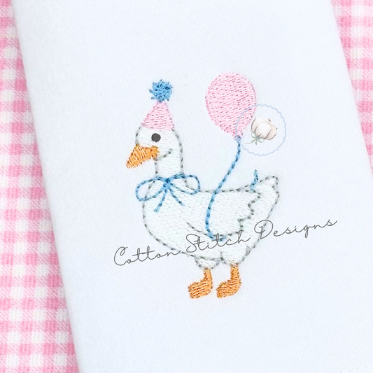 Mini Birthday Goose Balloon Fill Stitch Embroidery Design