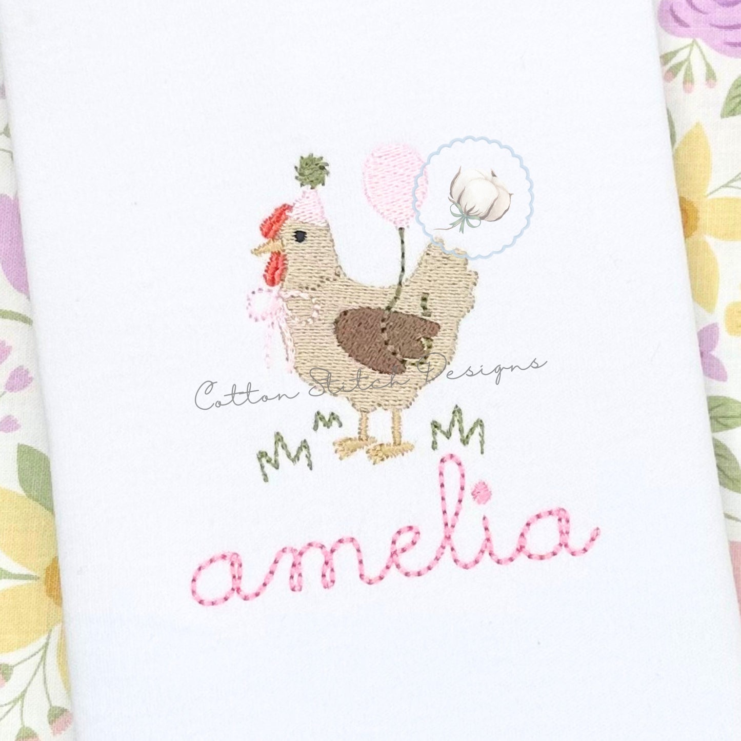 Mini Birthday Hen Fill Embroidery Design