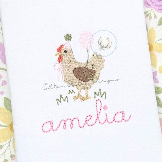 Mini Birthday Hen Fill Embroidery Design