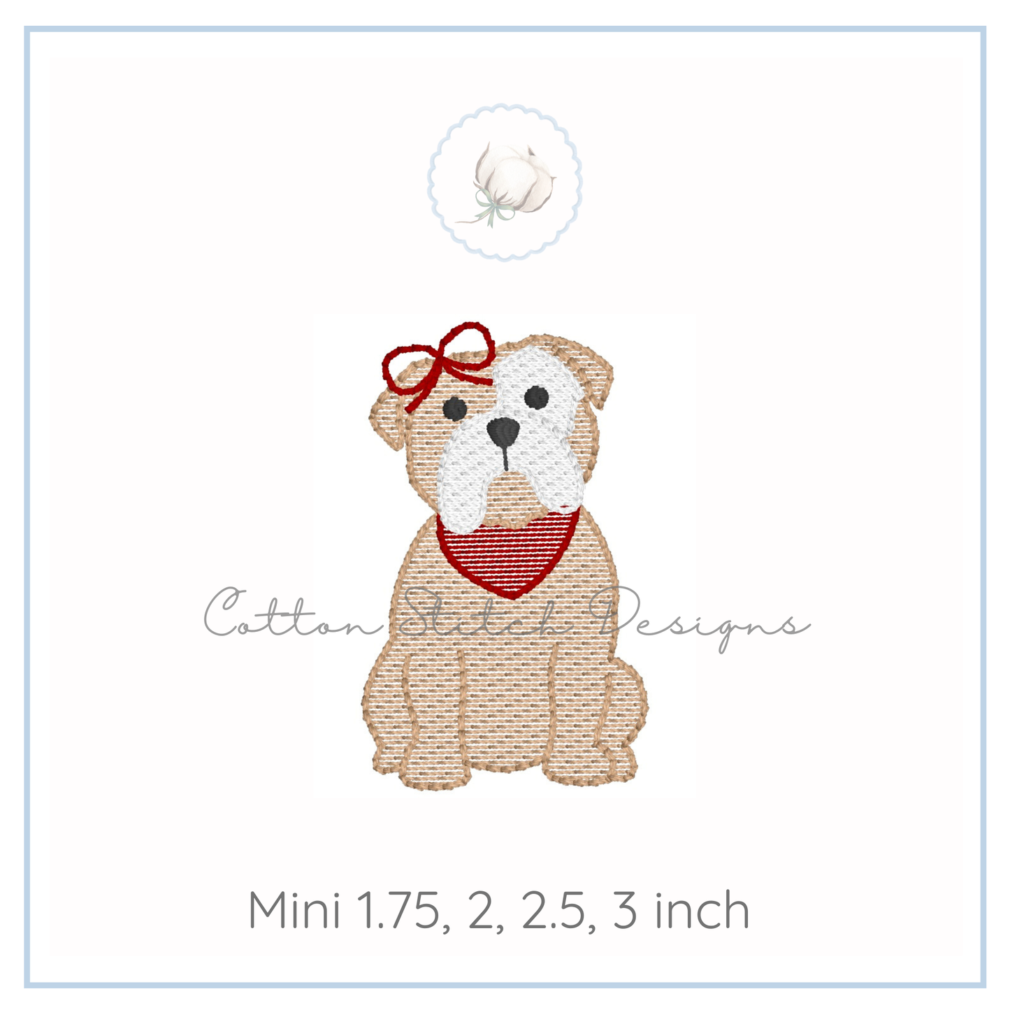 Mini Bulldog Girl Sketch Embroidery Design