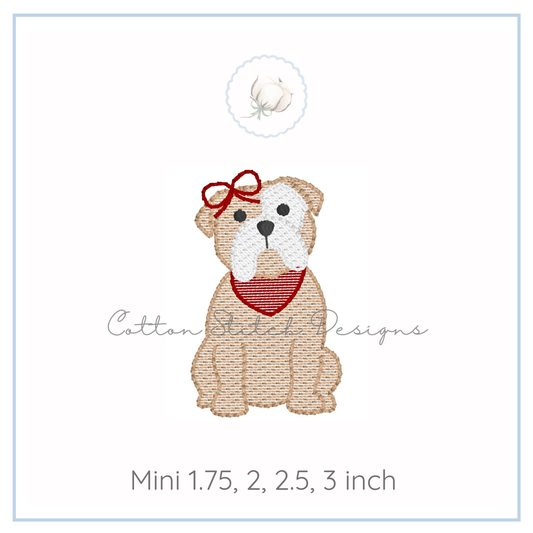 Mini Bulldog Girl Sketch Embroidery Design