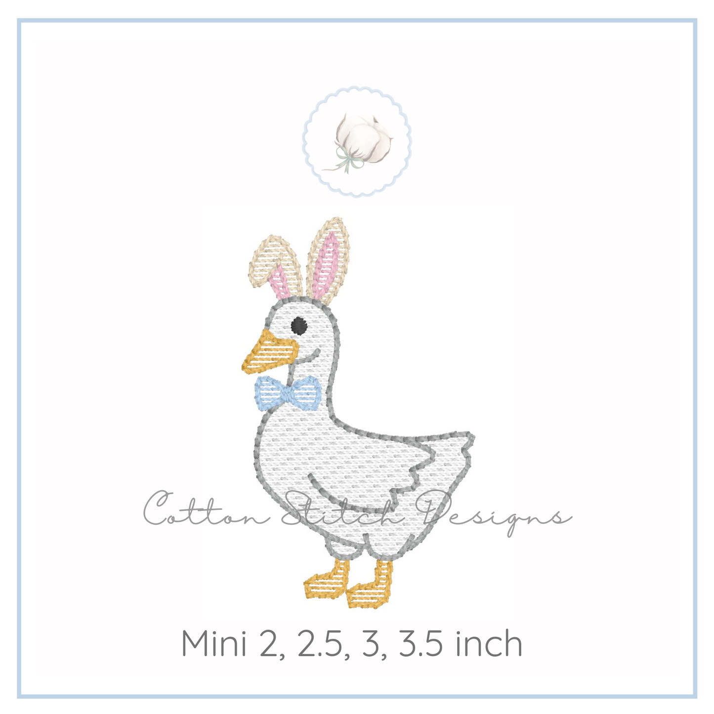 Mini Bunny Goose with Bow Tie Embroidery Design