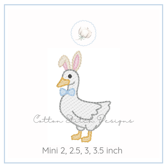 Mini Bunny Goose with Bow Tie Embroidery Design