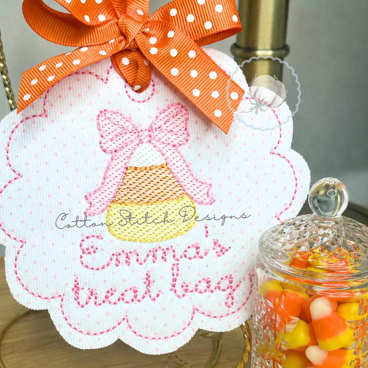 Mini Candy Corn Bow Sketch Embroidery Design