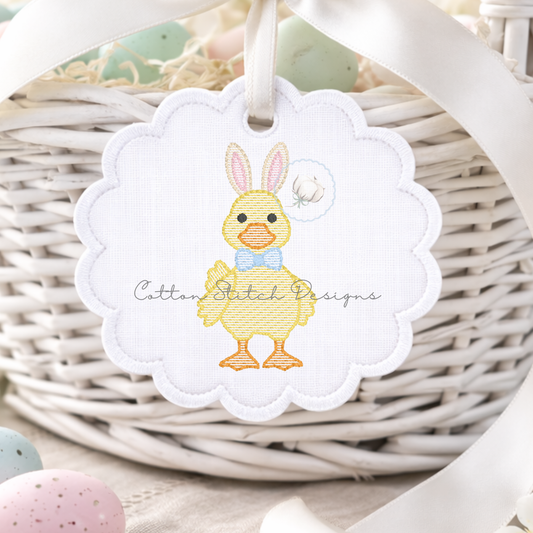 Mini Easter Duck with Bow Tie Embroidery Design
