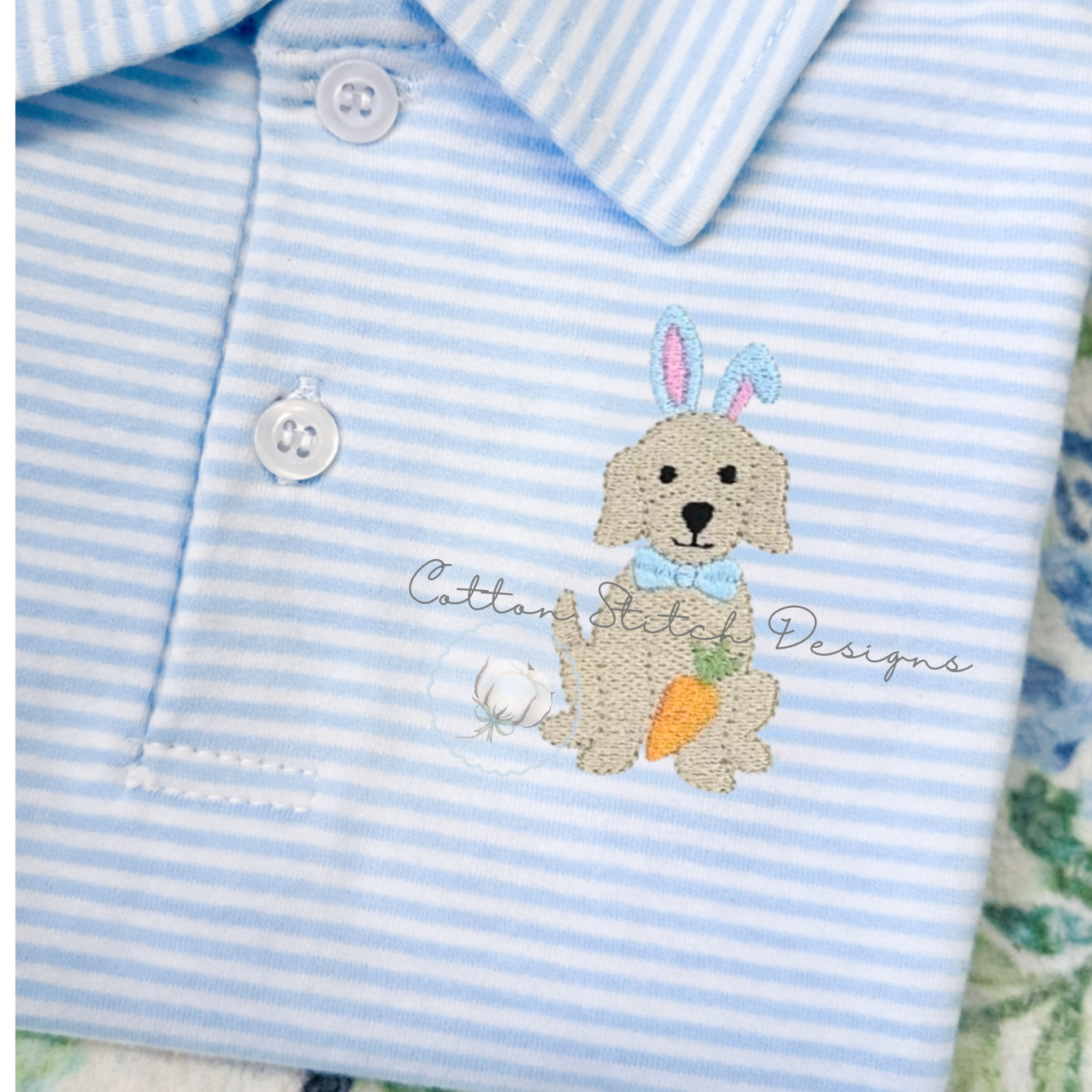 Mini Easter Puppy with Bow Tie Fill Stitch Machine Embroidery Design