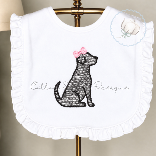 Mini Girl Dog Sketch Embroidery Design