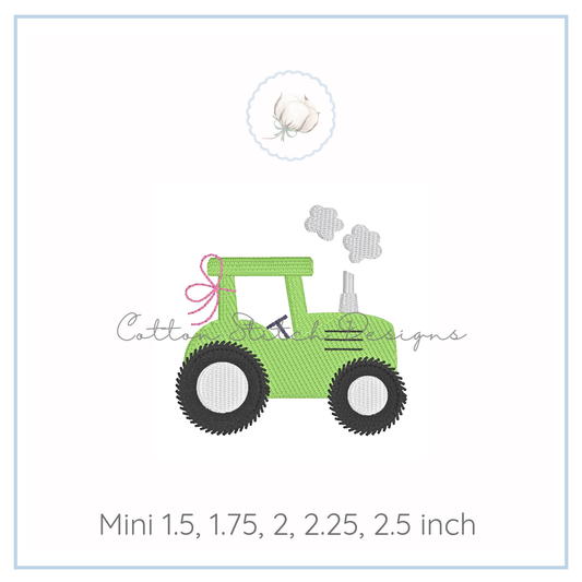 Mini Girl Tractor Fill Stitch Embroidery Design