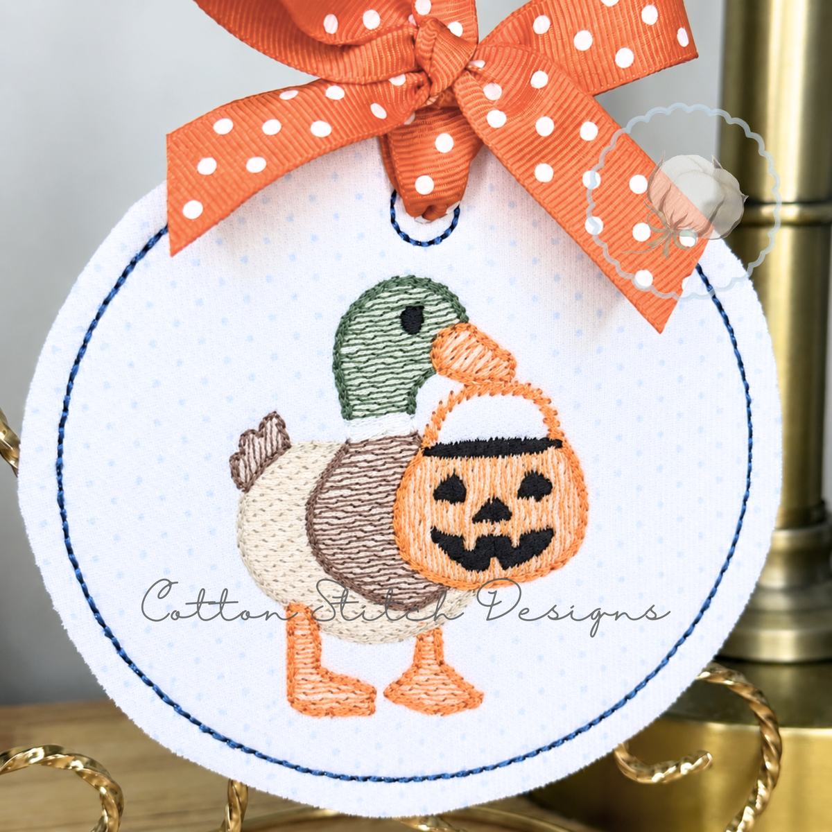 Mini Halloween Mallard Duck Sketch Embroidery Design