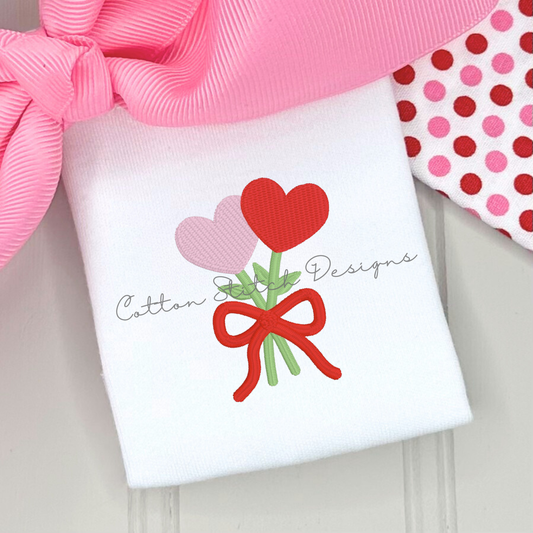 Mini Valentine Heart Flower Fill Stitch Embroidery Design