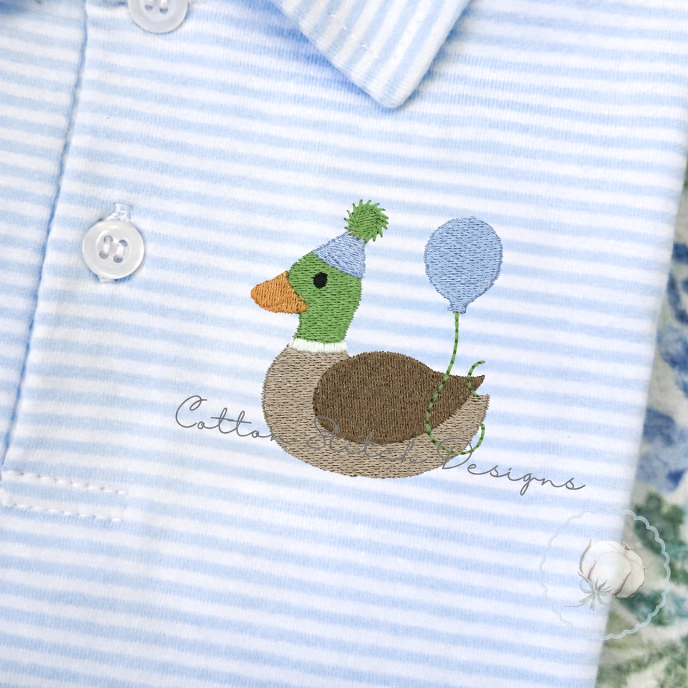 Mini Mallard Duck Birthday Fill Stitch Embroidery Design