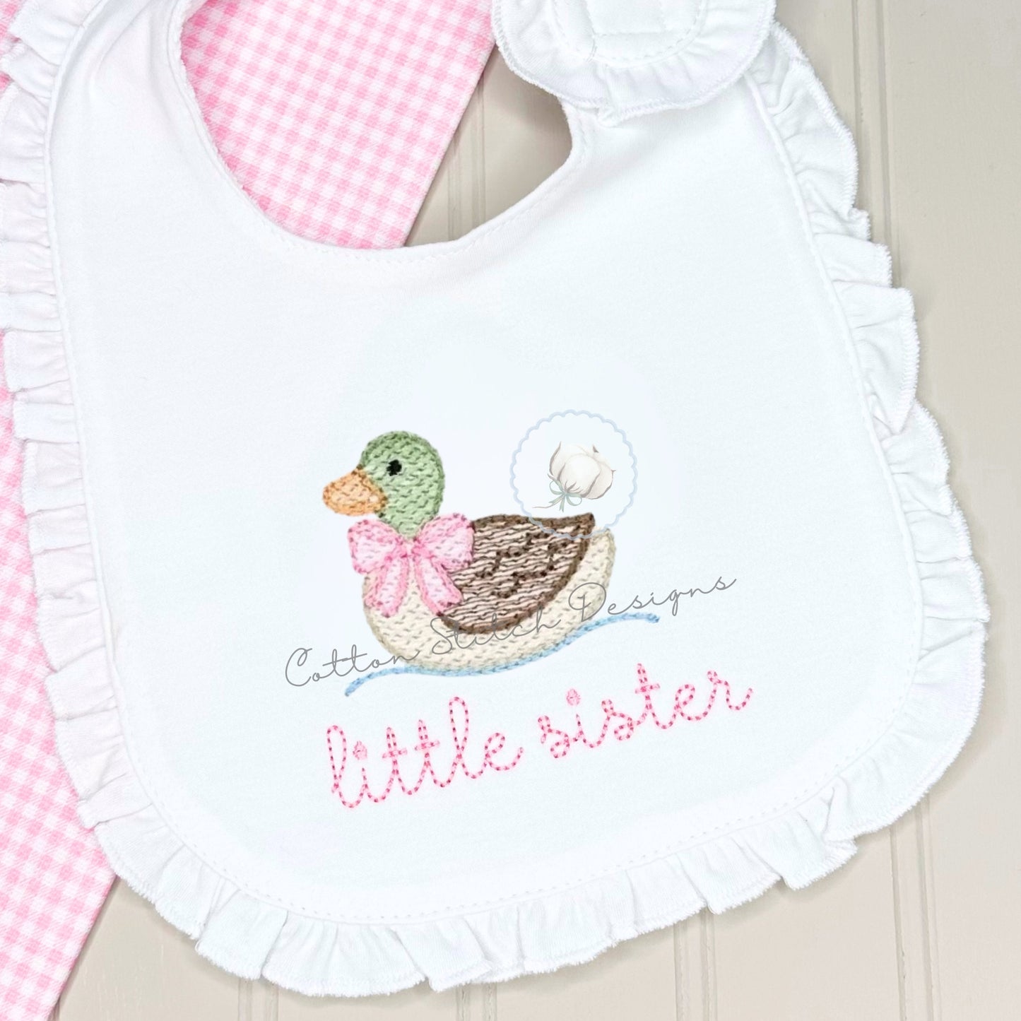 Mini Mallard Duck Bow in Water Sketch Embroidery Design