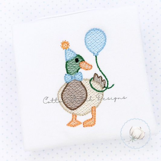 Mini Party Mallard with Balloon Embroidery Design