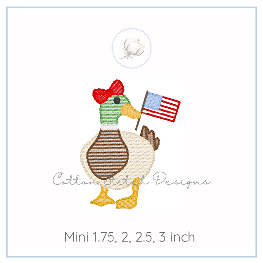Mini Patriotic Mallard Girl Embroidery Design