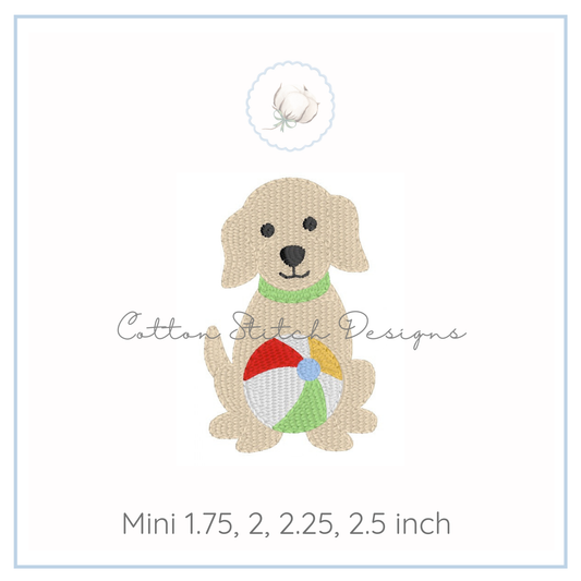 Mini Pool Puppy Fill Stitch Embroidery Design