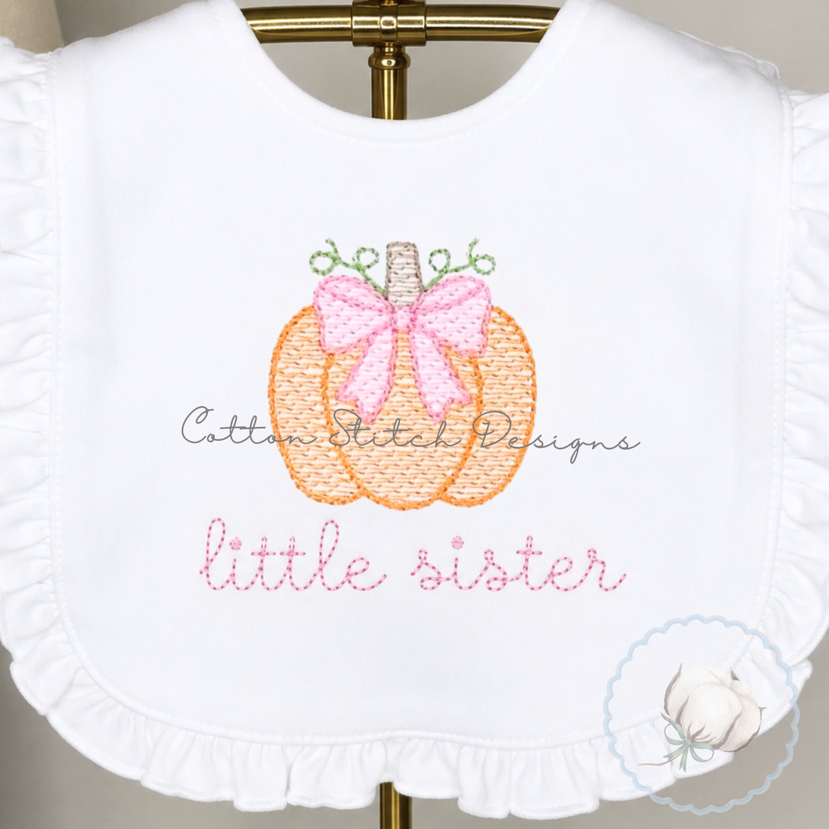 Mini Fall Pumpkin with Bow Embroidery Design