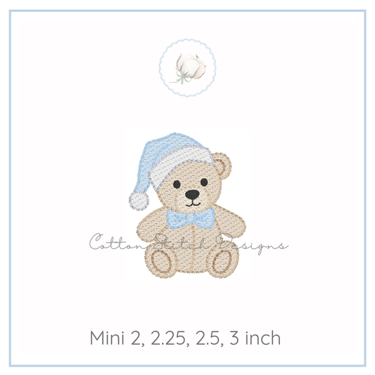Mini Santa Bear Bow Tie Embroidery Design
