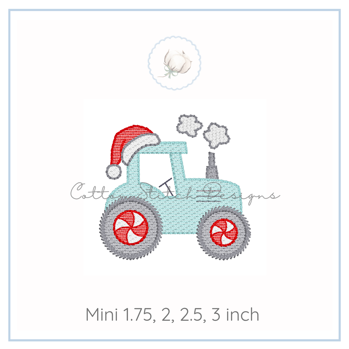 Mini Santa Tractor Sketch Embroidery Design