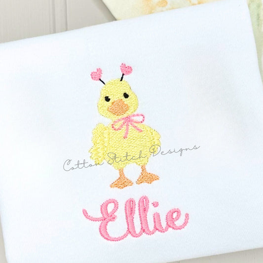 Mini Cute Valentine Duck Fill Stitch Embroidery Design