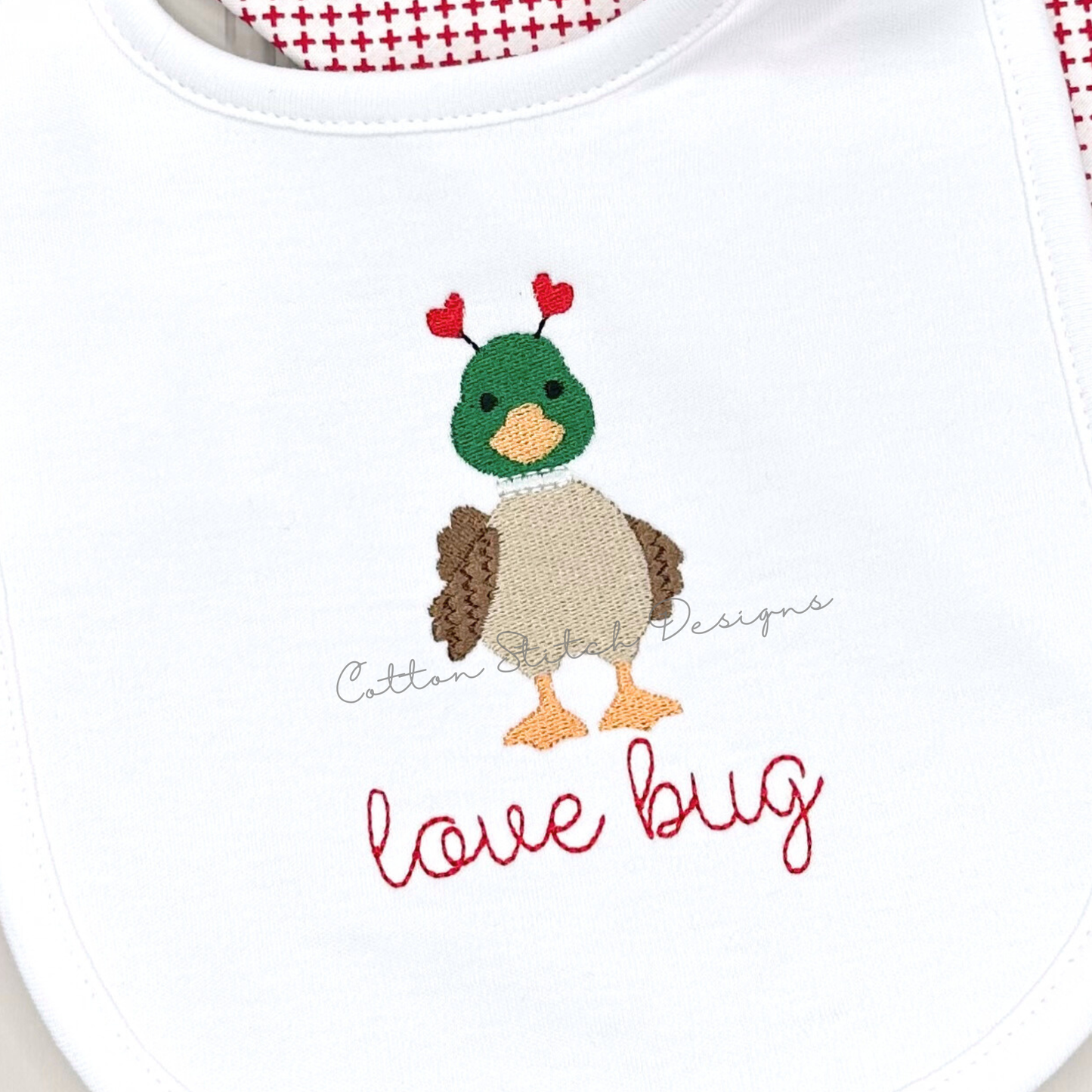 Mini Cute Valentine Mallard Fill Stitch Embroidery Design