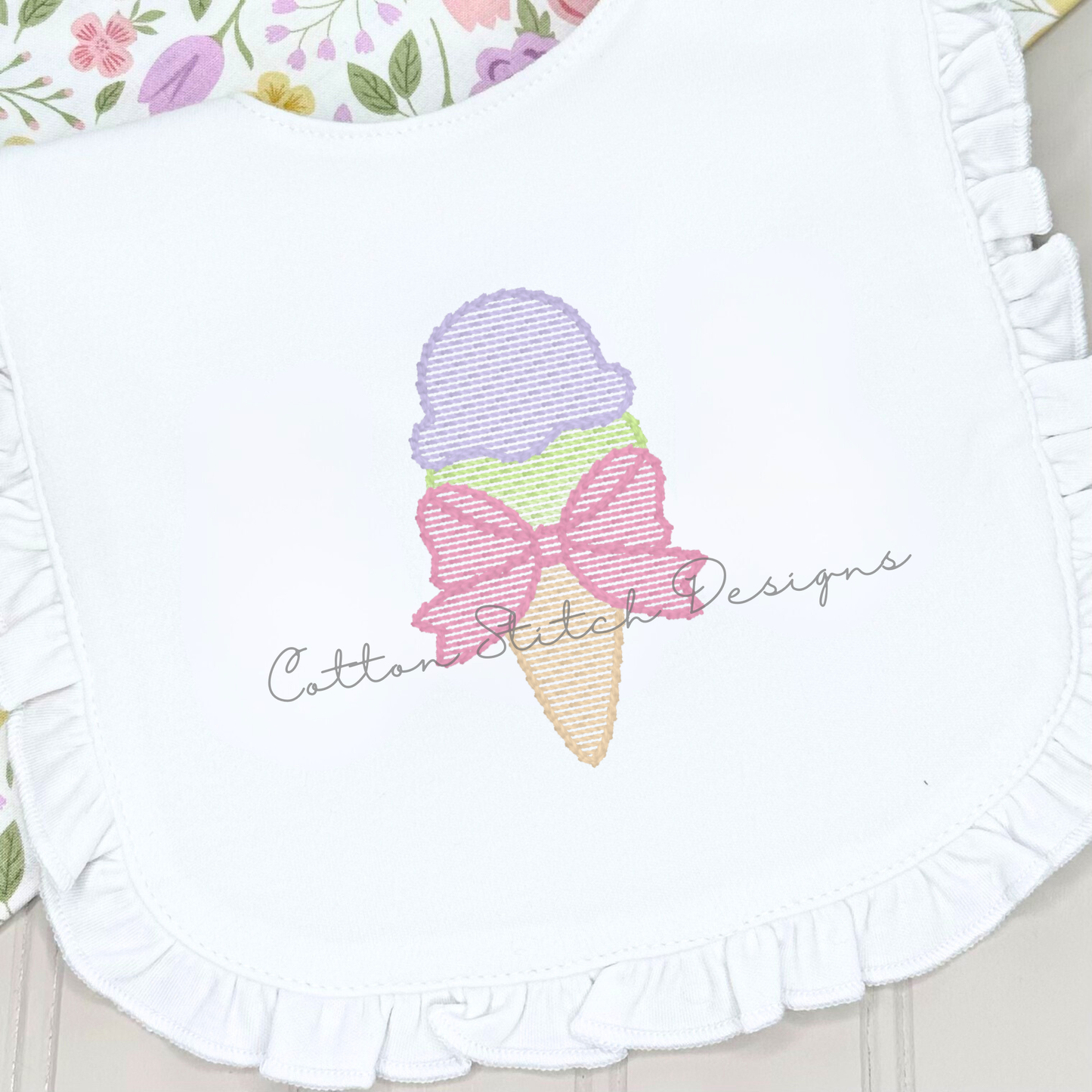 Mini Ice Cream Bow Embroidery Design