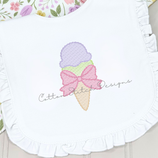 Mini Ice Cream Bow Embroidery Design