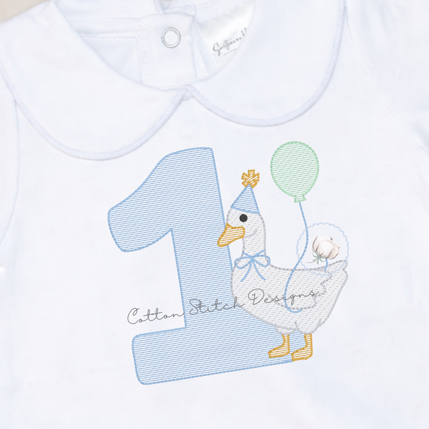 Goose First Birthday Sketch Embroidery Design