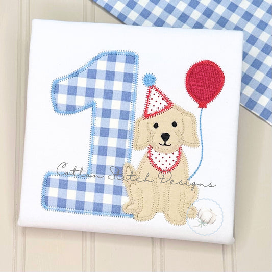 Party Puppy Number One Embroidery Design
