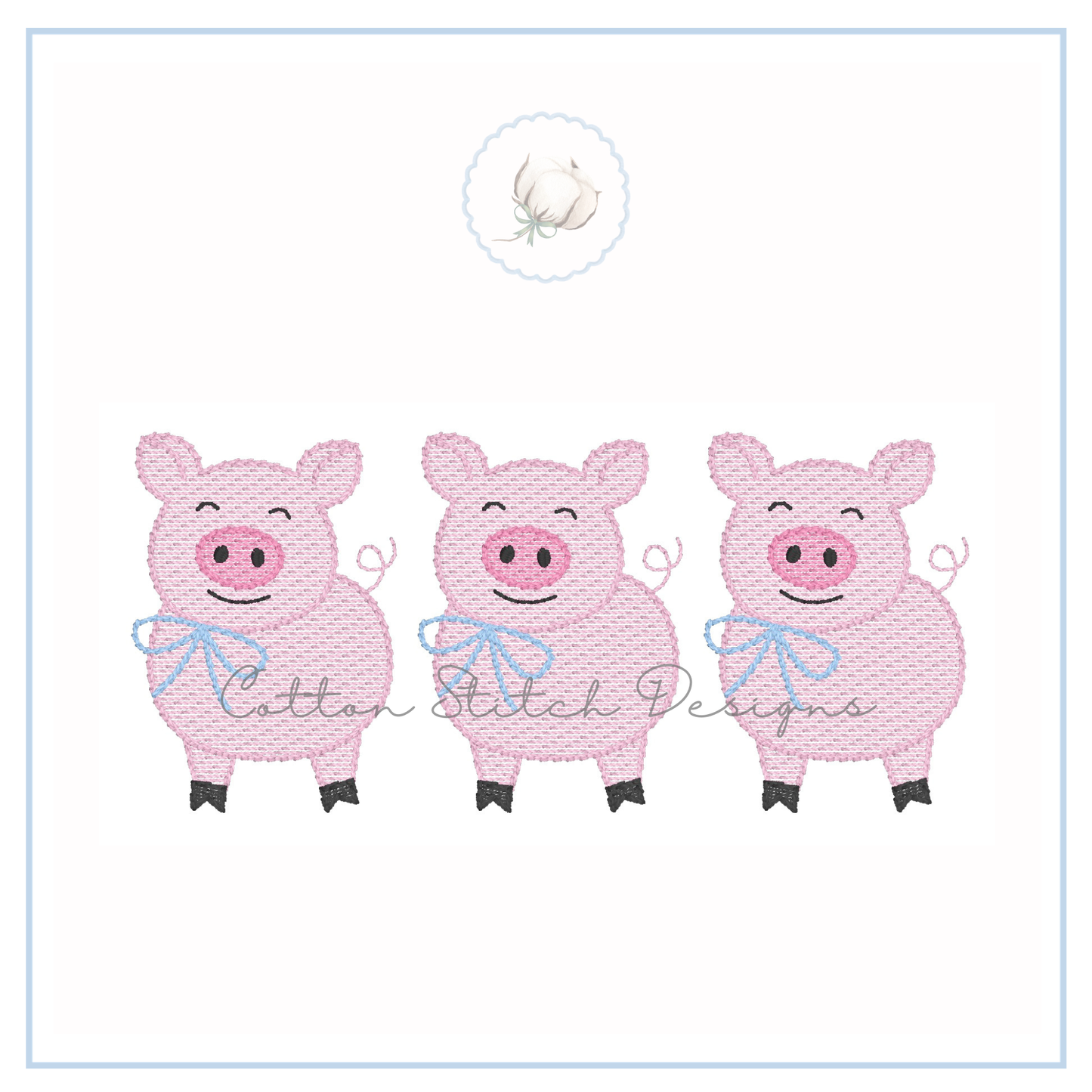 Pig Trio Farm Embroidery Design