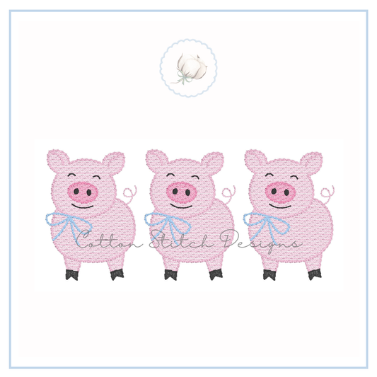 Pig Trio Farm Embroidery Design
