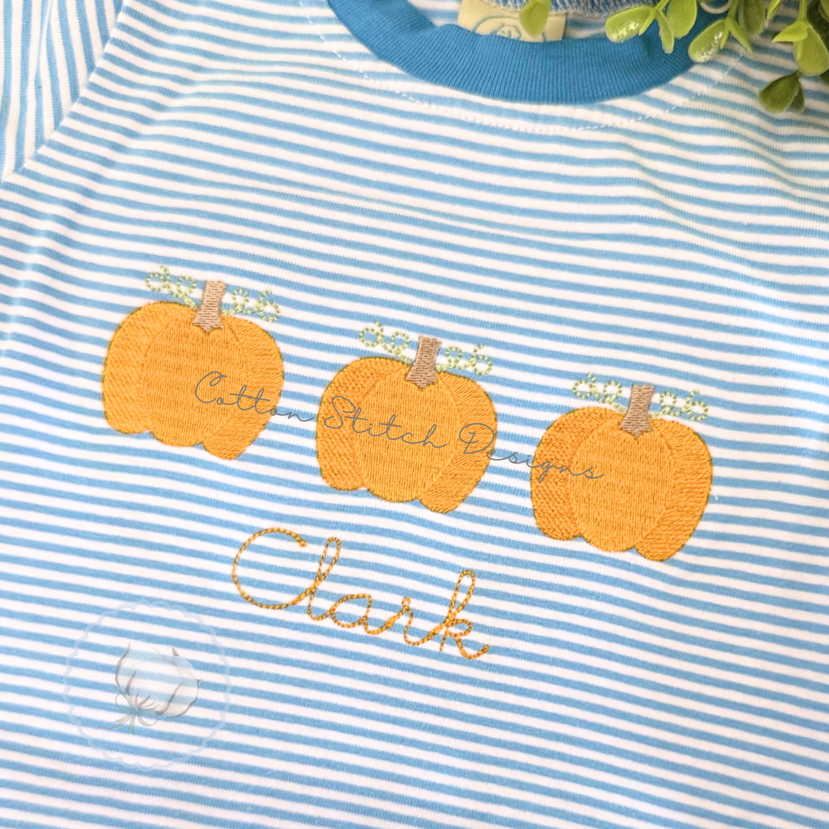 Pumpkin Trio Fill Stitch Embroidery Design