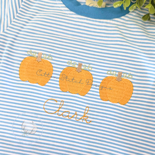 Pumpkin Trio Fill Stitch Embroidery Design