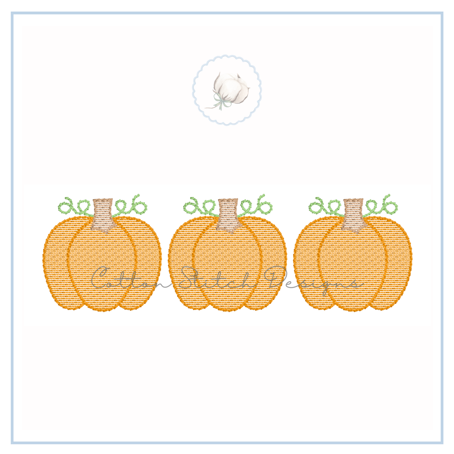 Pumpkin Trio Embroidery Design