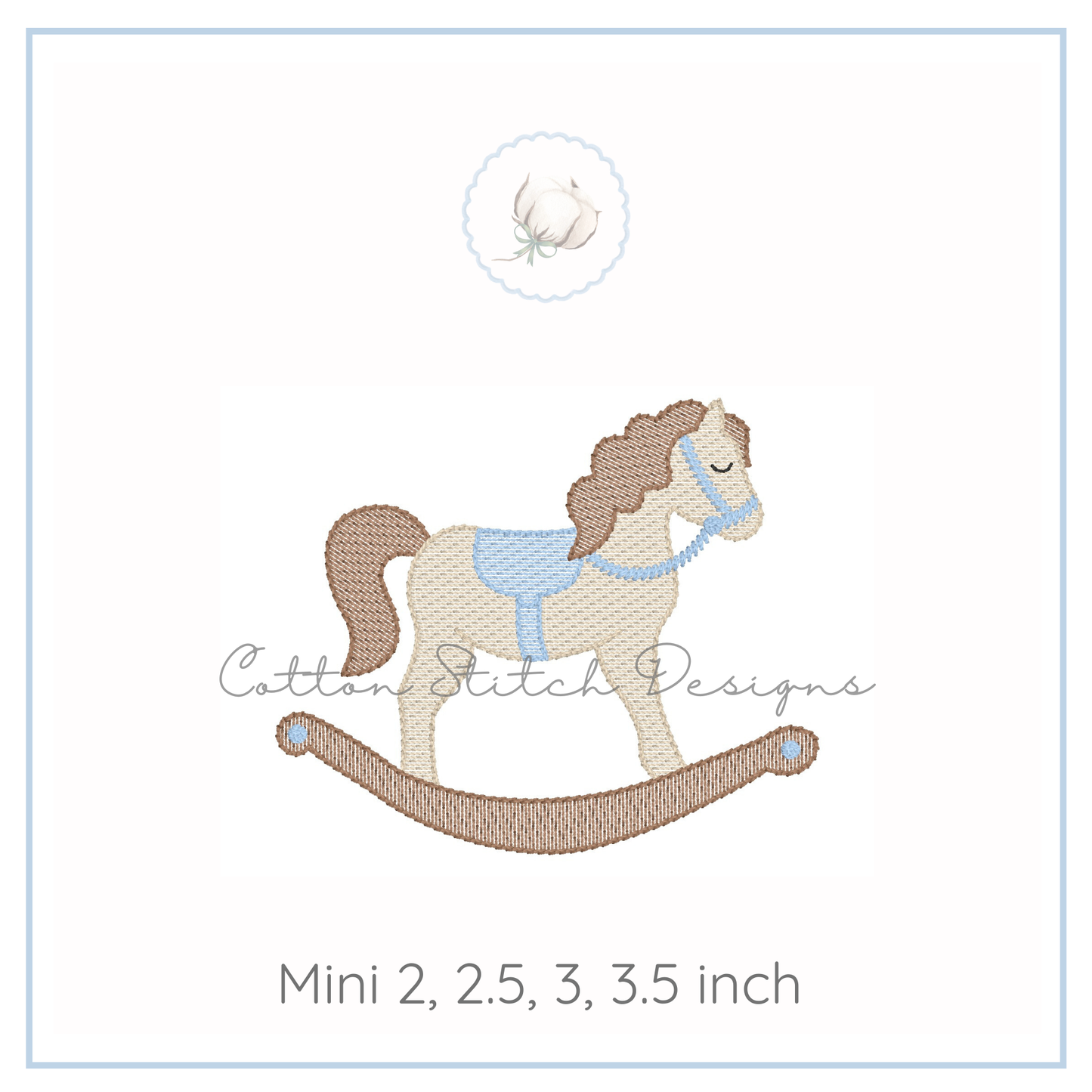 Mini Rocking Horse Sketch Embroidery Design