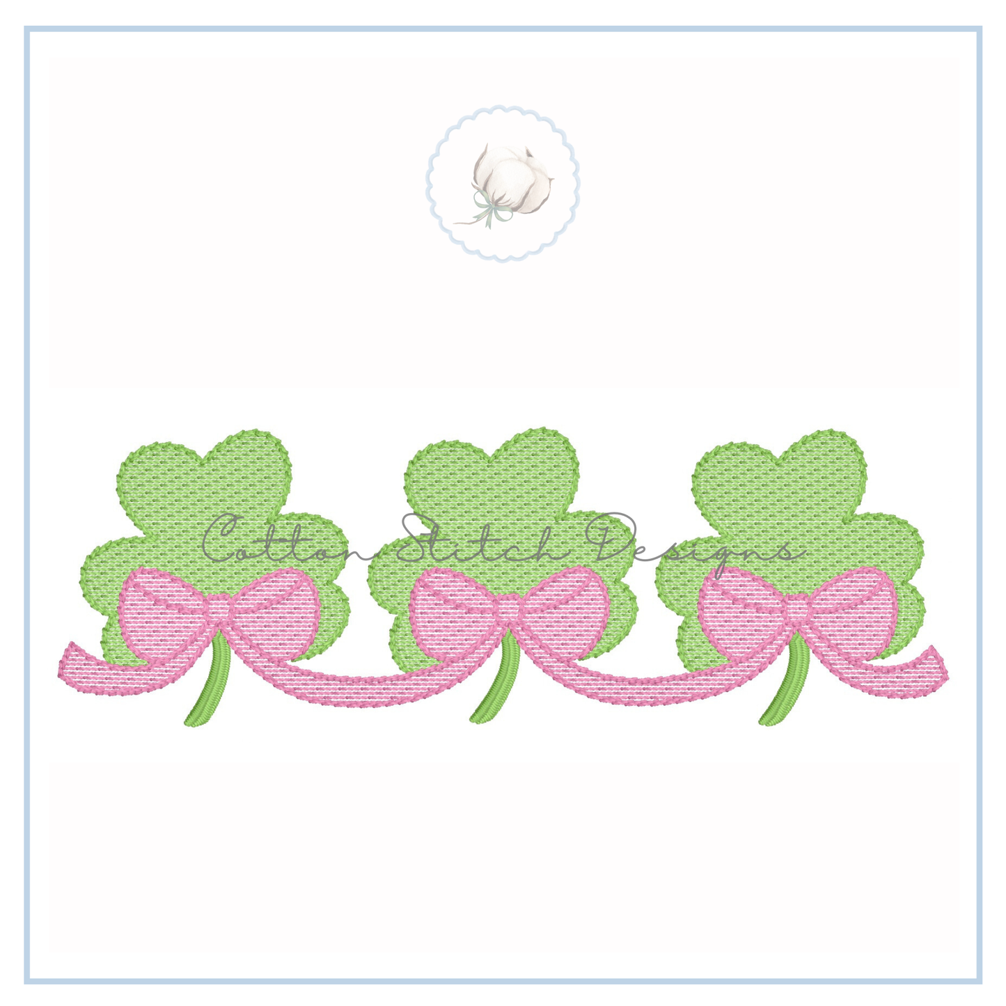 Shamrock with Elegant Bow Embroidery Design
