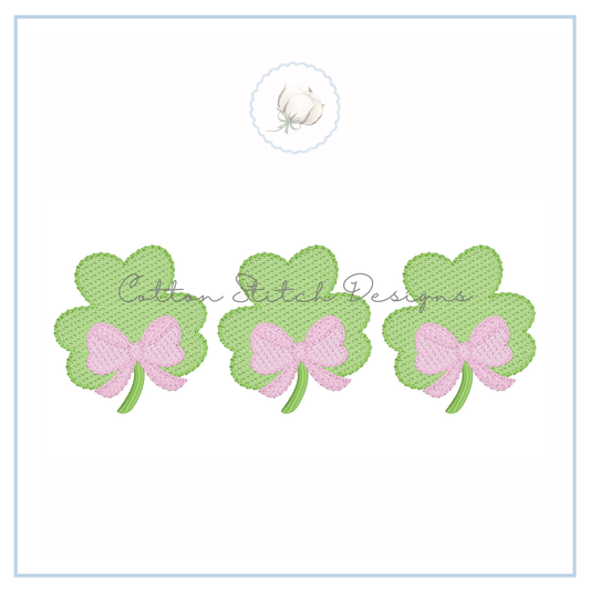 Shamrock Bow Trio Embroidery Design