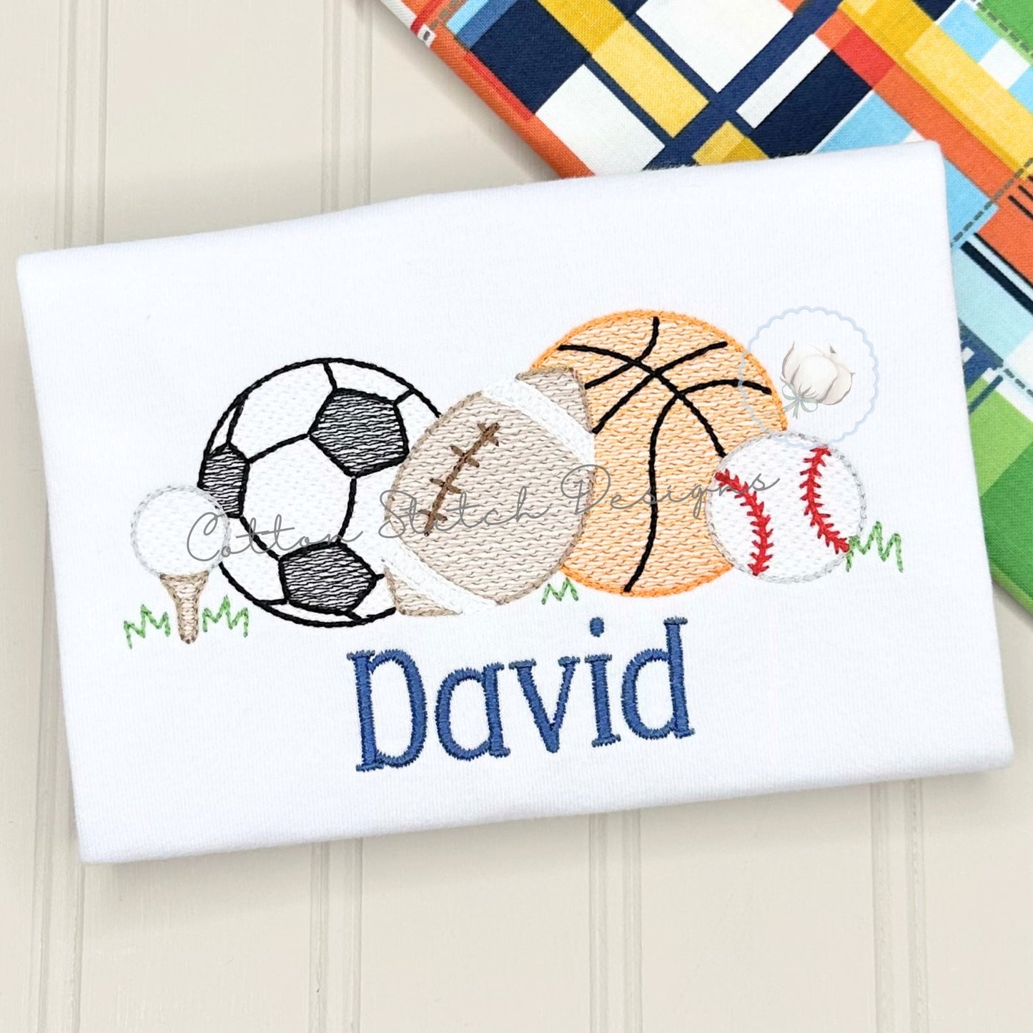 Sports Ball Sketch Embroidery Design