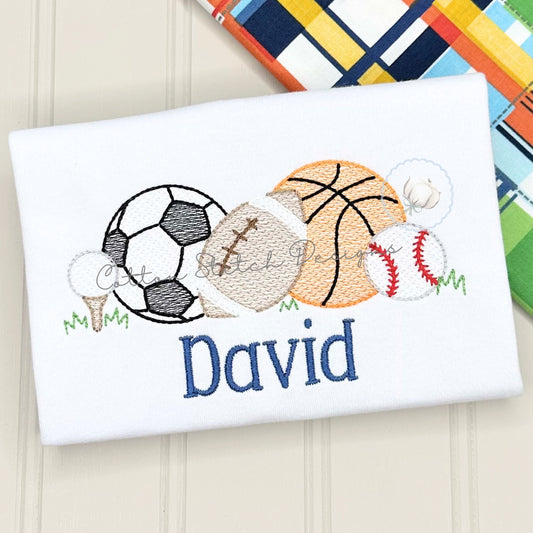 Sports Ball Sketch Embroidery Design