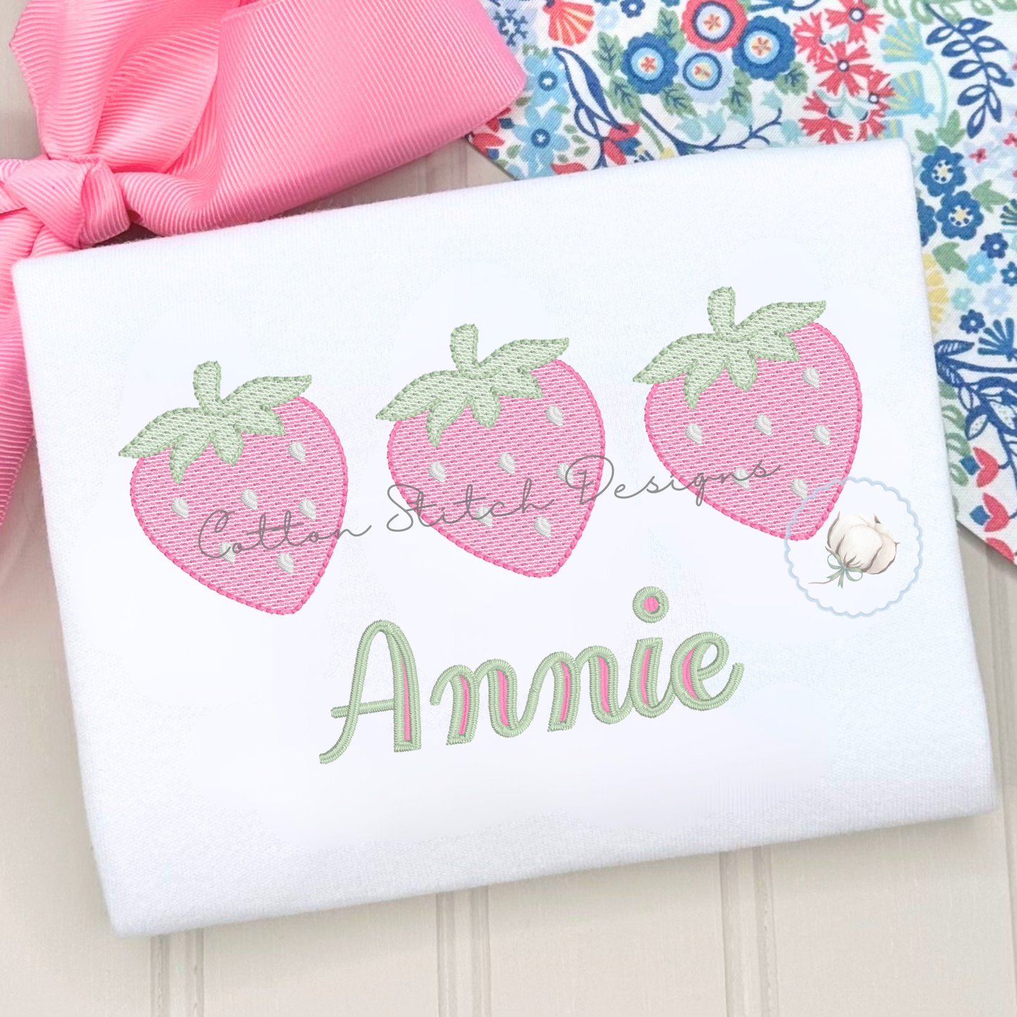 Strawberry Trio Sketch Embroidery Design